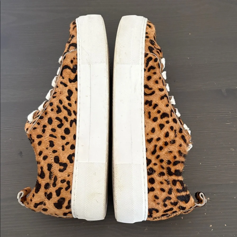Jack Rogers Paige Platform Sneakers leopard print calf hair lace up Size 7‎